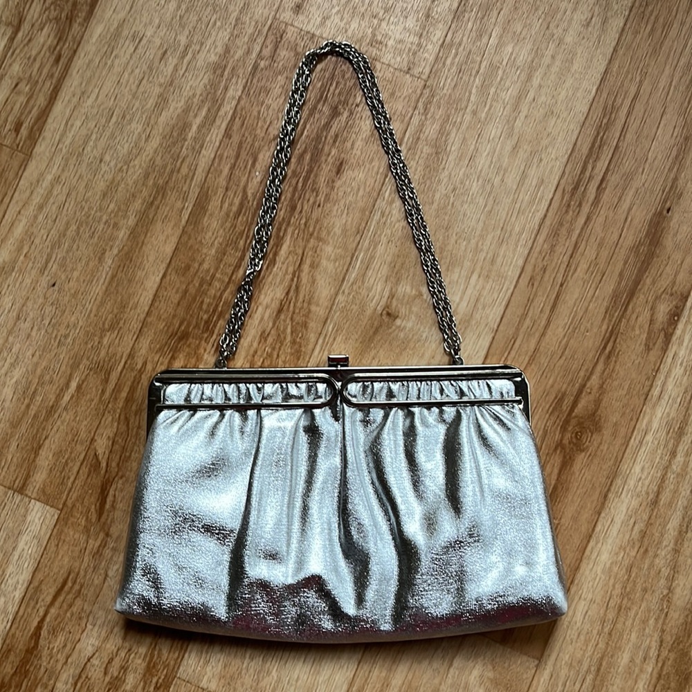 Silver purse clutch handbag formal special casual bag